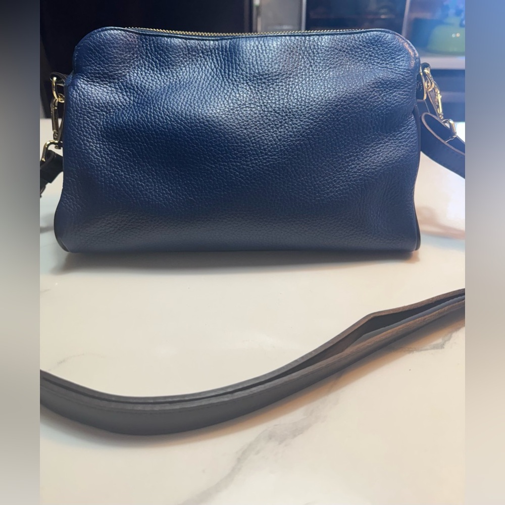 Valentina Crossbody Blue Pebbled Leather Bag Purse Made In Italy